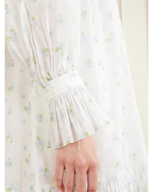 Chloé White Ruffled Floral-Print Cotton-Voile Mini Dress