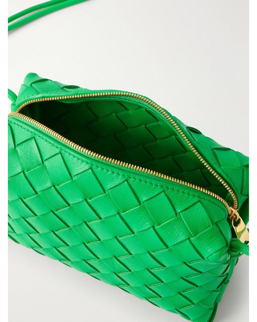 Bottega Veneta Green Loop Mini Intrecciato Leather Shoulder Bag