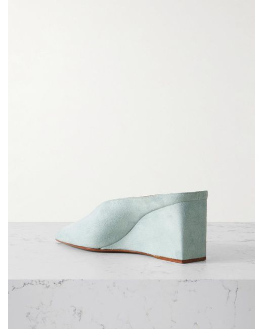Alaïa Gray 75 Suede Wedge Mules