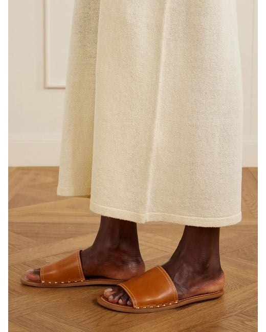 Totême  White Studded Leather Slides