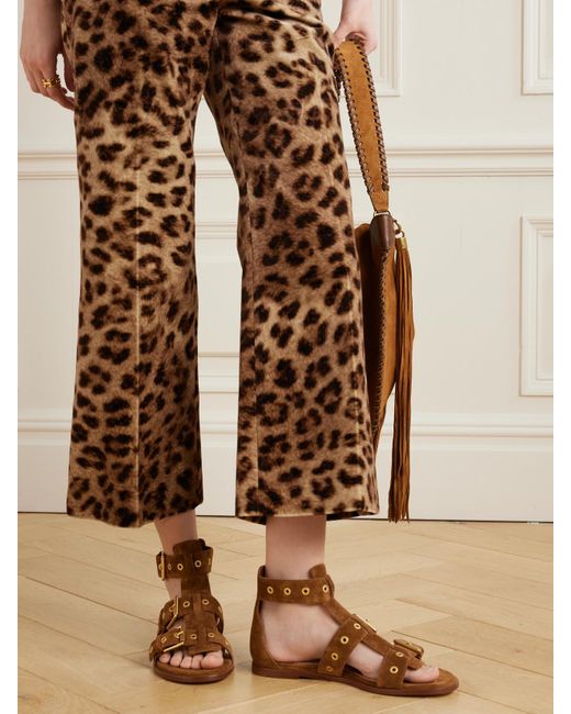 Gianvito Rossi Brown Buckled Suede Sandals
