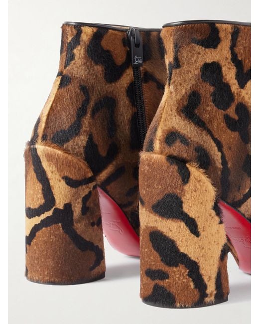 Christian Louboutin Brown Jane 85 Ankle Boots Aus Kalbshaar Mit Leopardenprint