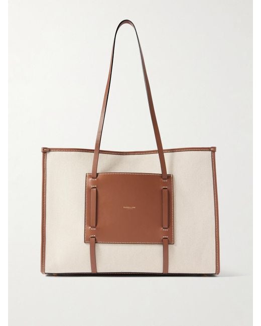 DeMellier London Natural The Capri Leather-Trimmed Canvas Tote