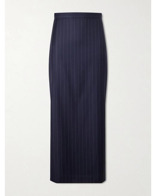 Givenchy Blue Striped Wool Midi Skirt