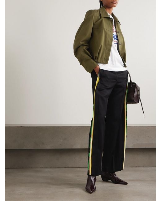 Loewe Green Embroidered Cotton And Silk-Blend Jacket
