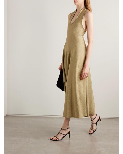 Khaite Metallic Melina Lurex Halterneck Midi Dress