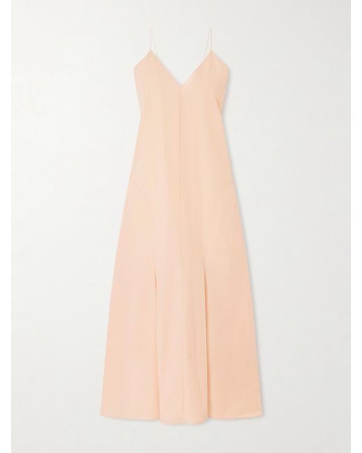 Khaite Orange Iben Paneled Cotton-Poplin Midi Dress