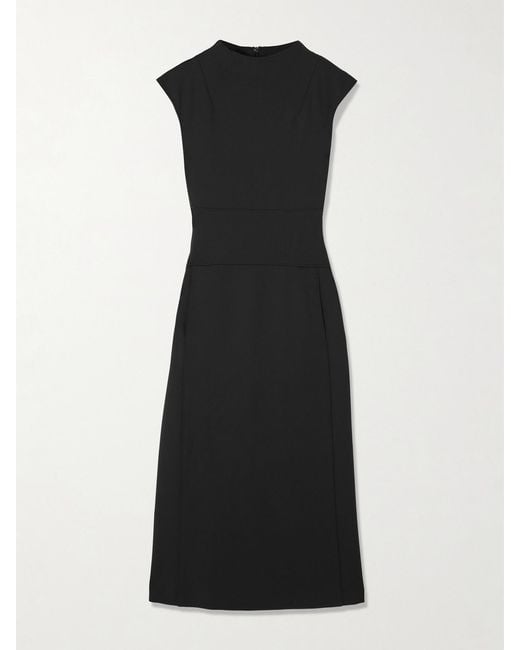 Max Mara Black Fatto Paneled Stretch-Jersey Midi Dress