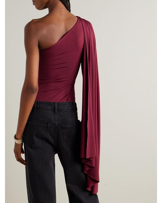 Maygel Coronel Red Vionnet Asymmetrischer Body Aus Stretch-Jersey Mit Raffungen