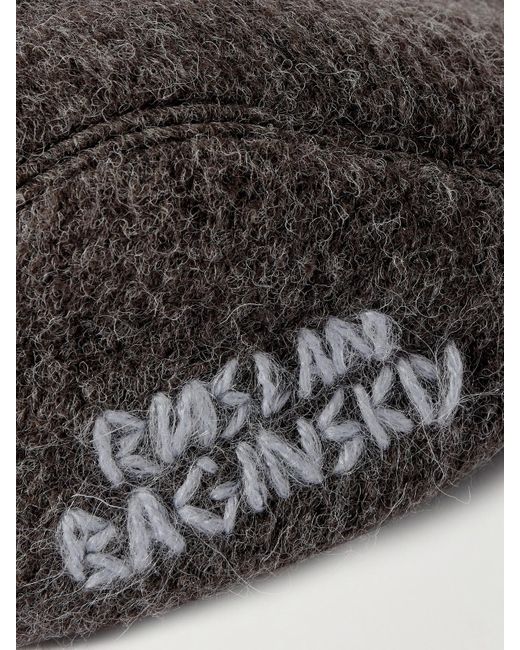 Ruslan Baginskiy Brown Ivy Embroidered Wool-Blend Flat Cap