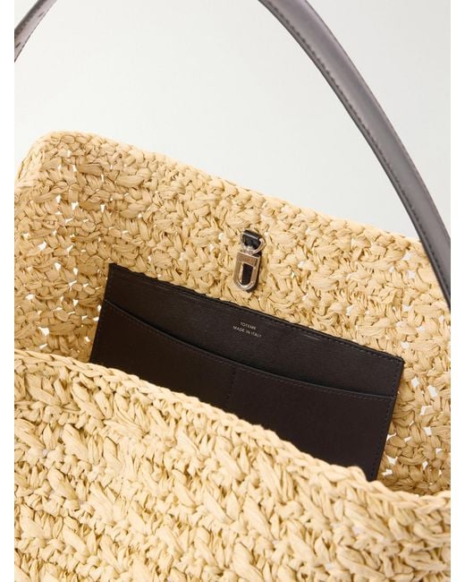 Totême Natural Leather-Trimmed Raffia Shoulder Bag