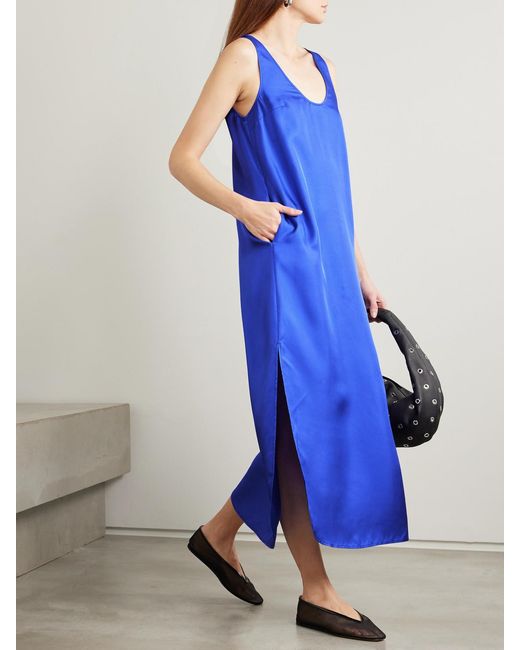 Loulou de Saison Blue Nada Silk-Twill Midi Dress