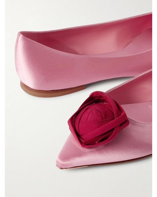 Rodger Cut Out Roger Vivier Rose Vivier Embellished Cutout Satin Ballet Flats in Pink ...