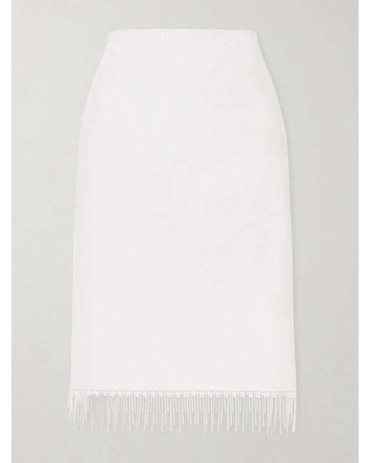 Rohe White Lace-Trimmed Cotton Midi Skirt