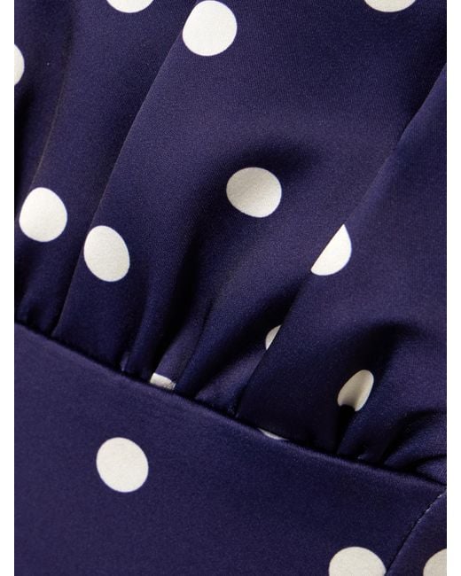 Self-Portrait Blue Strapless Pleated Polka-Dot Satin Midi Dress