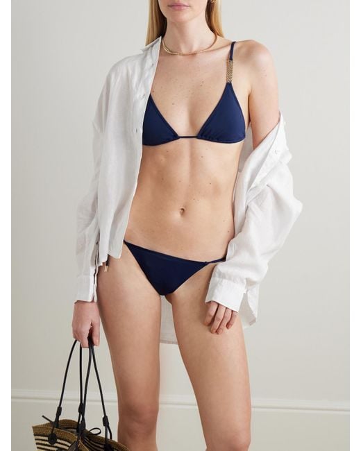 Melissa Odabash Blue Maldives Embellished Triangle Bikini Top