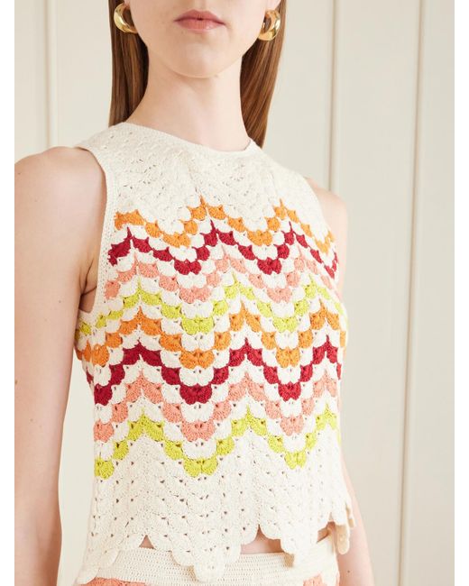 Escvdo Pink Cuenca Striped Crocheted Cotton Tank