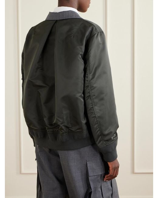 Sacai Black Shell-Trimmed Wool Blazer