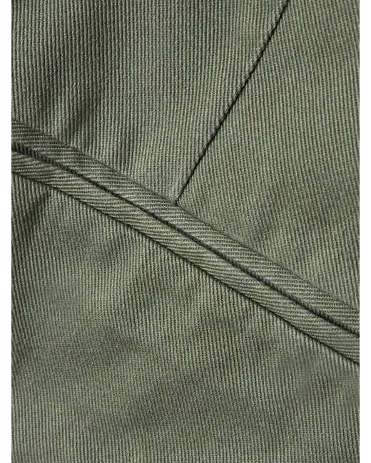 Anine Bing Green Belen Pleated Cotton-Twill Tapered Pants