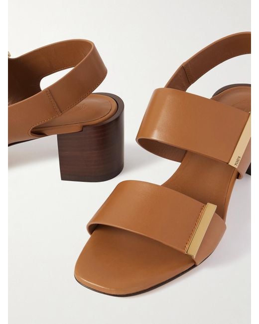 Tod's Brown Slingback-Sandalen Aus Leder