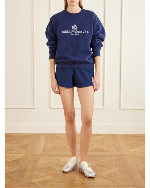 Sporty & Rich Blue Logo-Embroidered Cotton-Jersey Sweatshirt