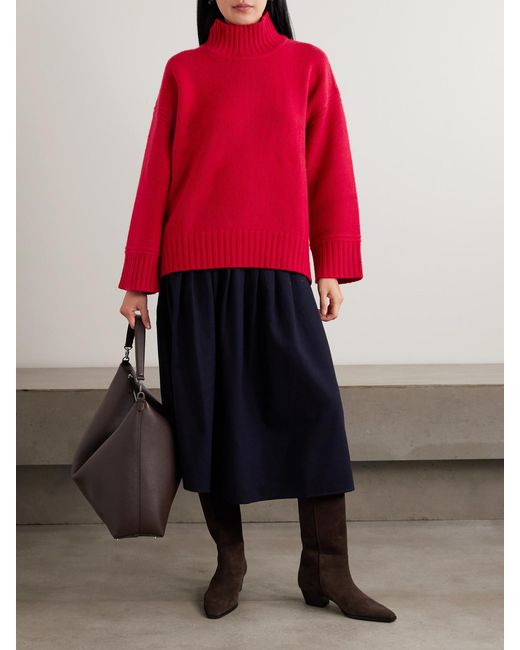 La Ligne Red Archie Wool And Cashmere-Blend Mock-Neck Sweater