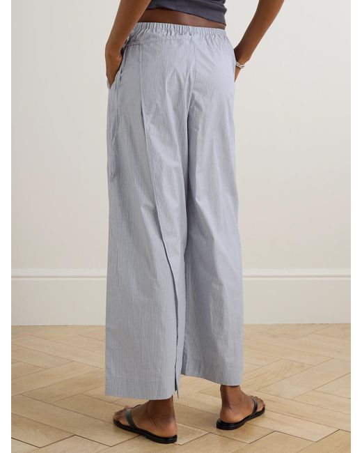 Deiji Studios Gray Striped Organic Cotton-Poplin Wide-Leg Pants