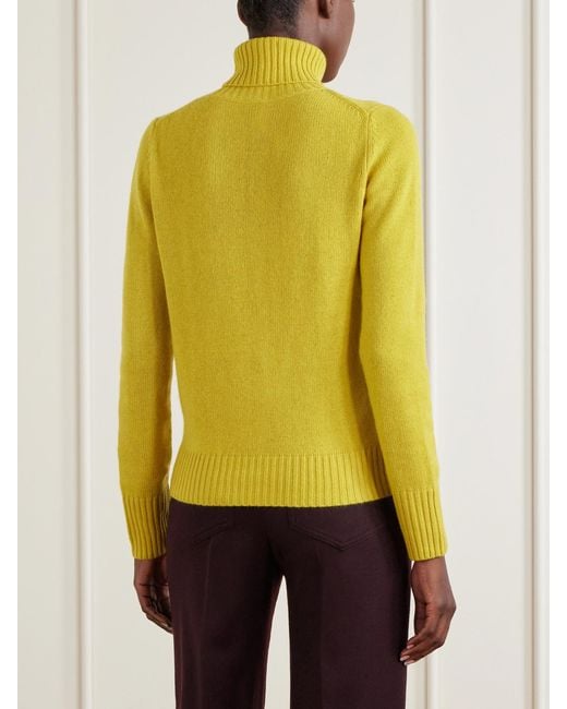 Allude Yellow Turtleneck Cashmere Sweater
