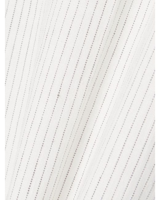 Brunello Cucinelli White Pinstriped Linen-Blend Wide-Leg Pants