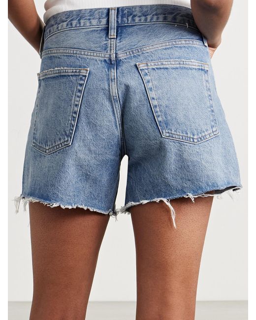 Short En Jean Effet Vieilli Parker Long Agolde en coloris Blue