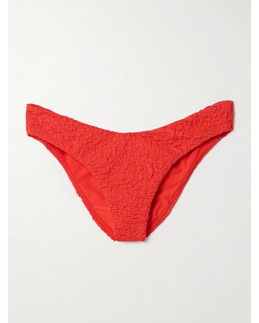 Mara Hoffman Red Cece Bikini-Höschen Aus Strukturiertem Material Mit Recycelten Fasern