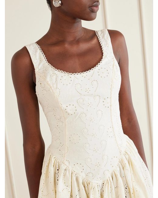 Agua Bendita Natural Pluma Playa Broderie Anglaise Cotton Mini Dress