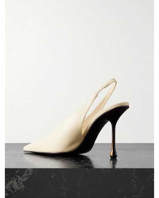 Jimmy Choo Black Isa 95 Snake-Effect Leather Slingback Pumps