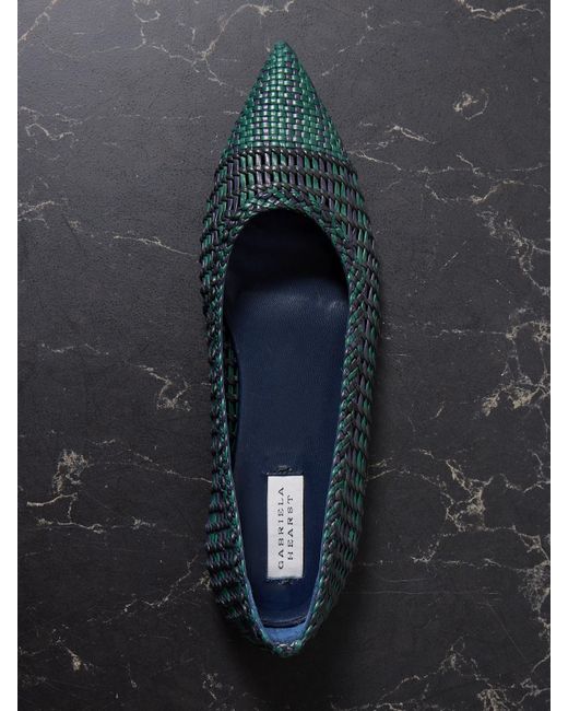 Gabriela Hearst White Aurora Ballerinas Aus Geflochtenem Leder Mit Karomuster