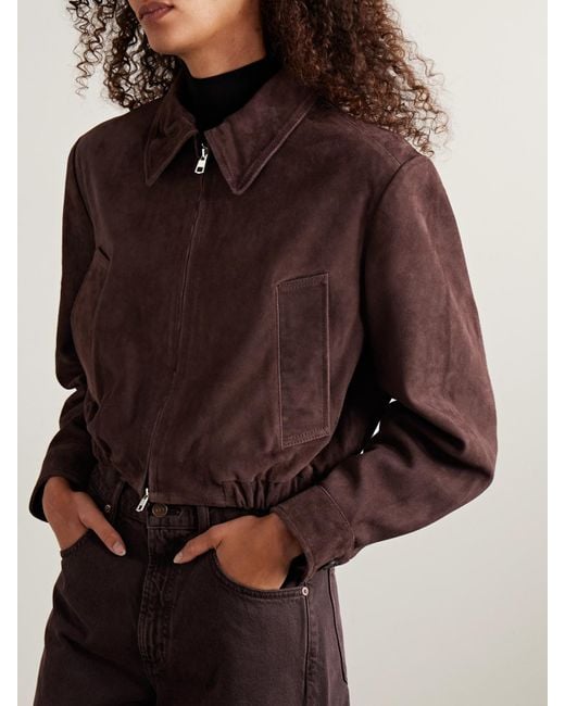 Agolde Brown Nahla Cropped Suede Jacket