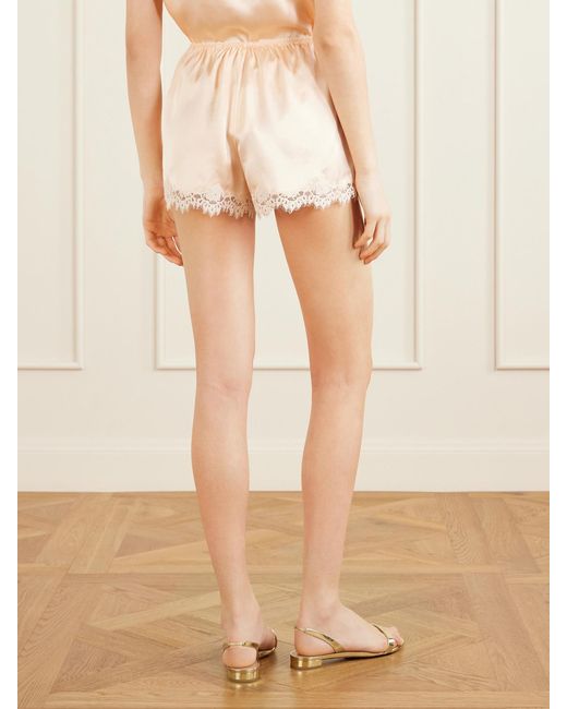 Doen Natural Iona Lace-Trimmed Silk-Satin Shorts