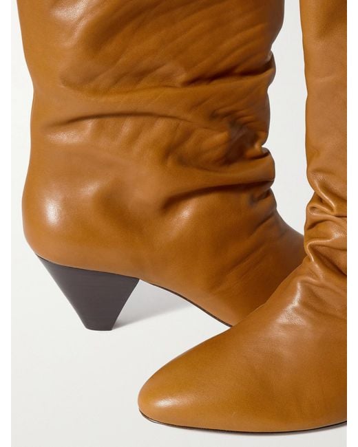 Isabel Marant Brown Reachi Gathered Leather Ankle Boots