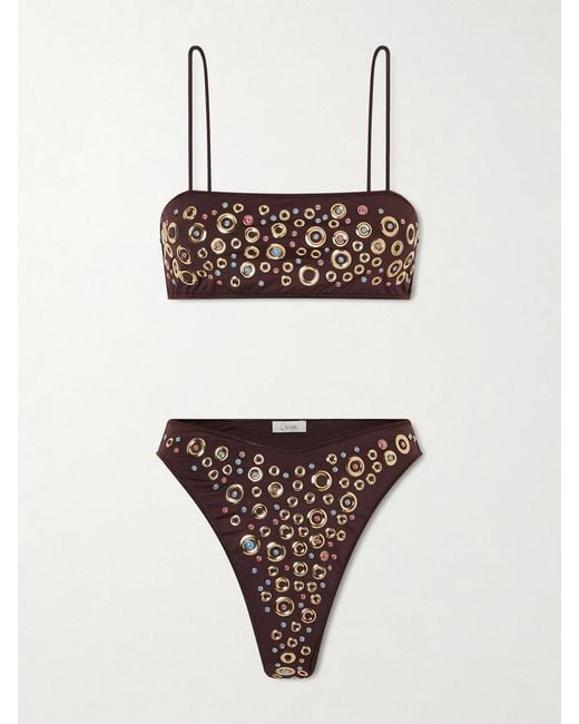 Oseree Brown Studded Bikini