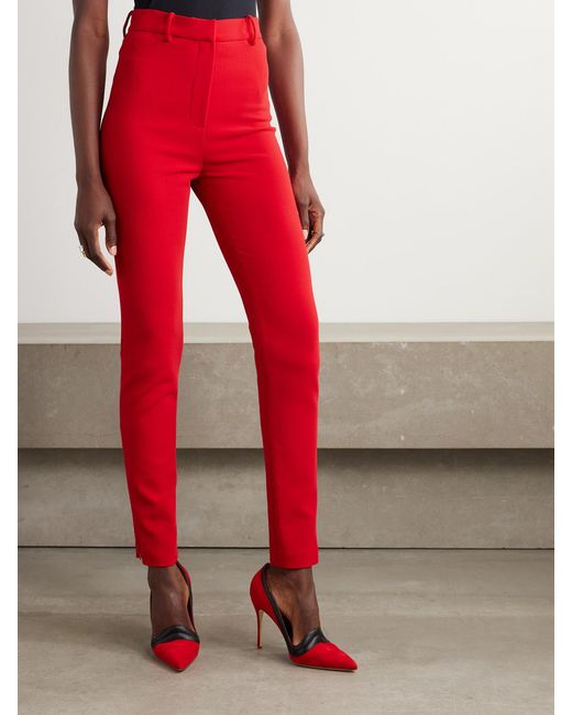 Magda Butrym Red Stretch-Wool Skinny Pants