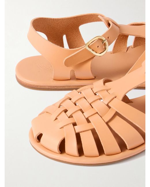 Ancient Greek Sandals Pink Karina Woven Leather Sandals