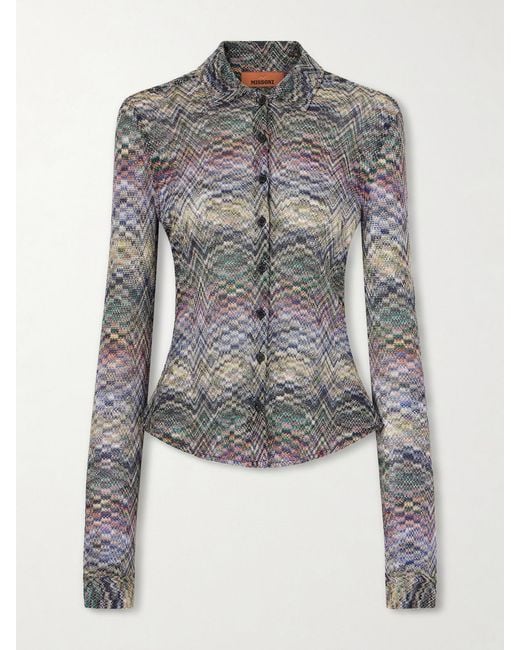 Missoni Gray Embellished Crochet-Knit Cardigan