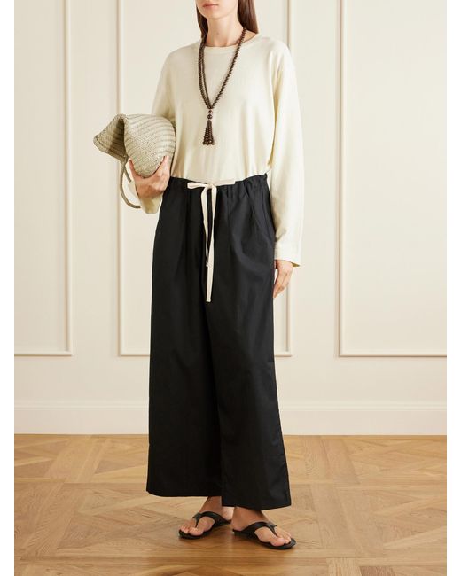 Jamie Haller Blue The Lotus Cotton-Poplin Wide-Leg Pants