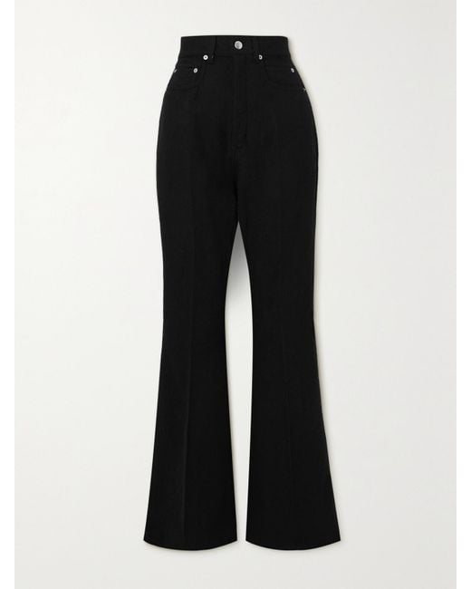 Rick Owens Black Bolan Wool-Flannel Flared Pants