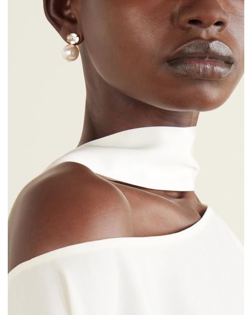Jennifer Behr White Nina-Tone Crystal And Pearl Earrings