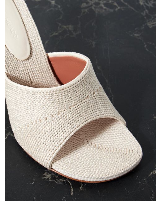 AMINA MUADDI Natural Taylor Canvas Mules