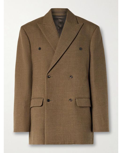Carven Brown Oversized Double-Breasted Wool-Twill Blazer
