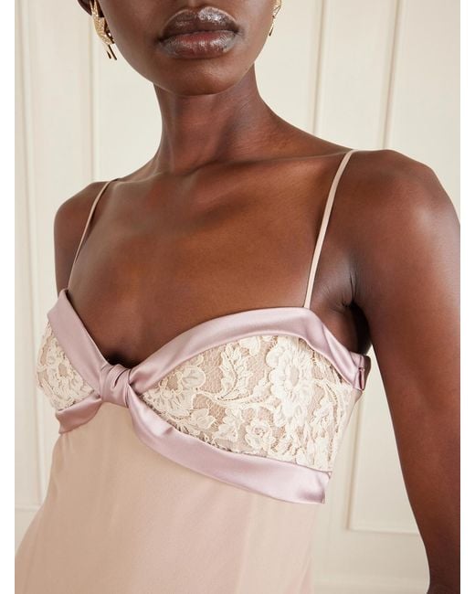 Valentino Garavani White Lace- And Satin-Trimmed Silk-Georgette Gown