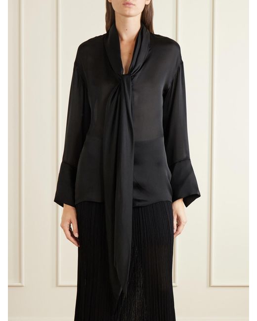 Balmain Black Knotted Silk Shirt