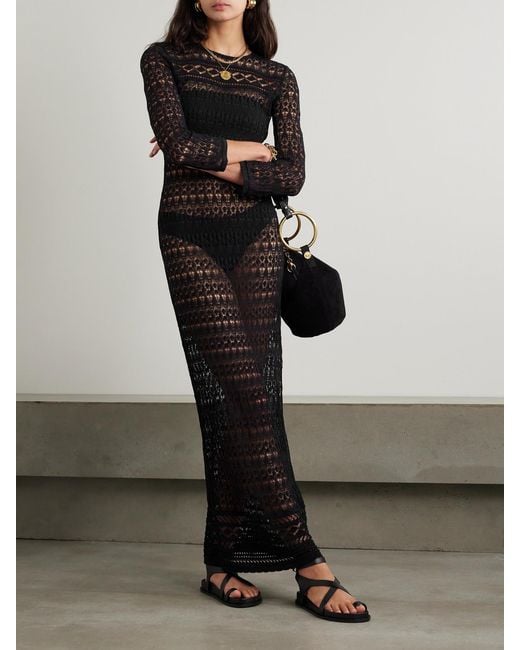 Isabel Marant Black Paloma Open-Back Crocheted Cotton-Blend Maxi Dress