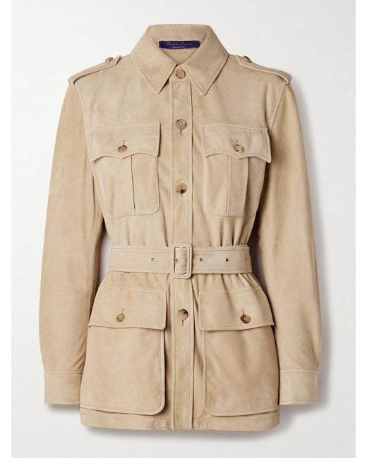 Ralph Lauren Natural Gabbie Jacke Aus Veloursleder Mit Gürtel